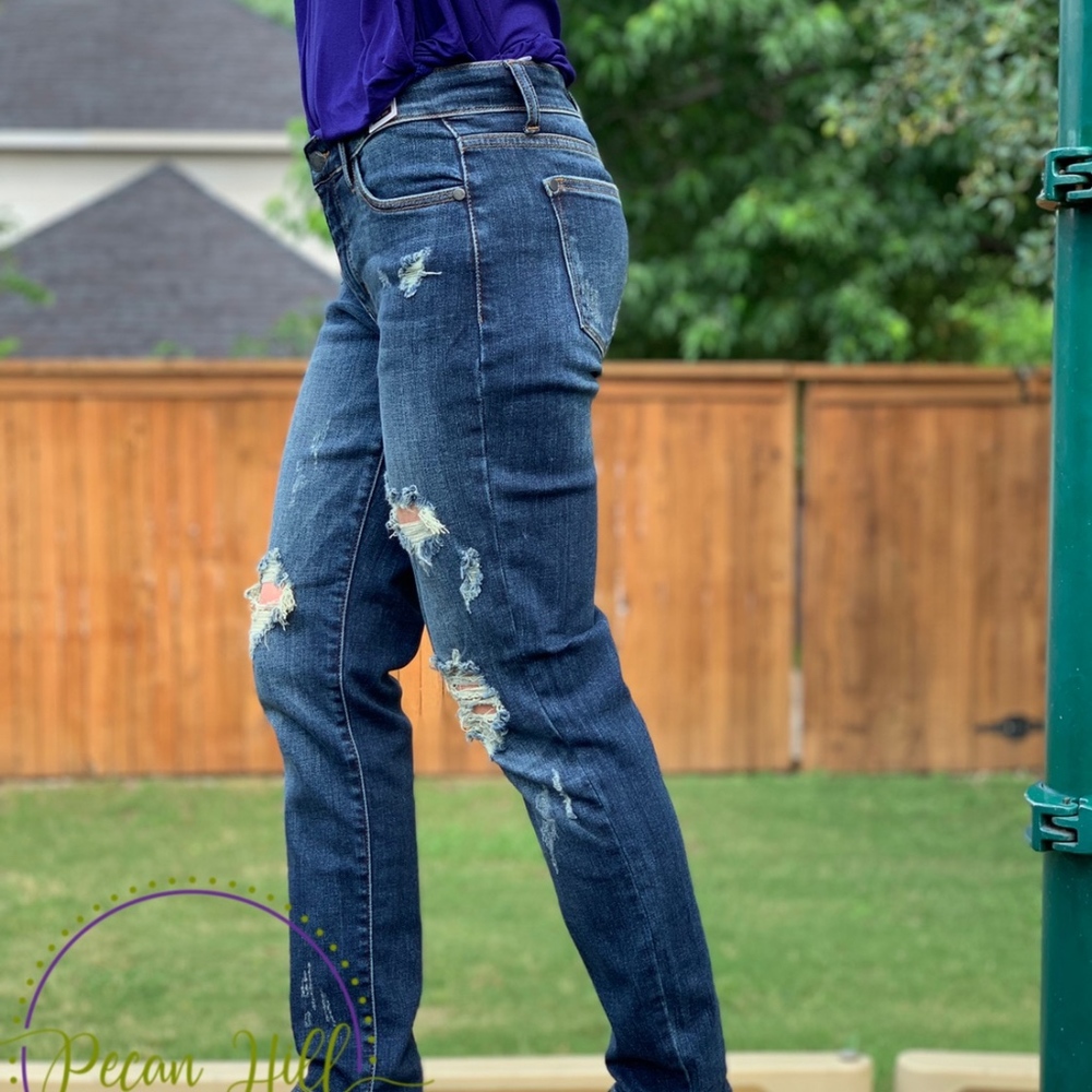 Judy Blue Destroyed Boyfriend Blue Jeans - Picture 3 of 3